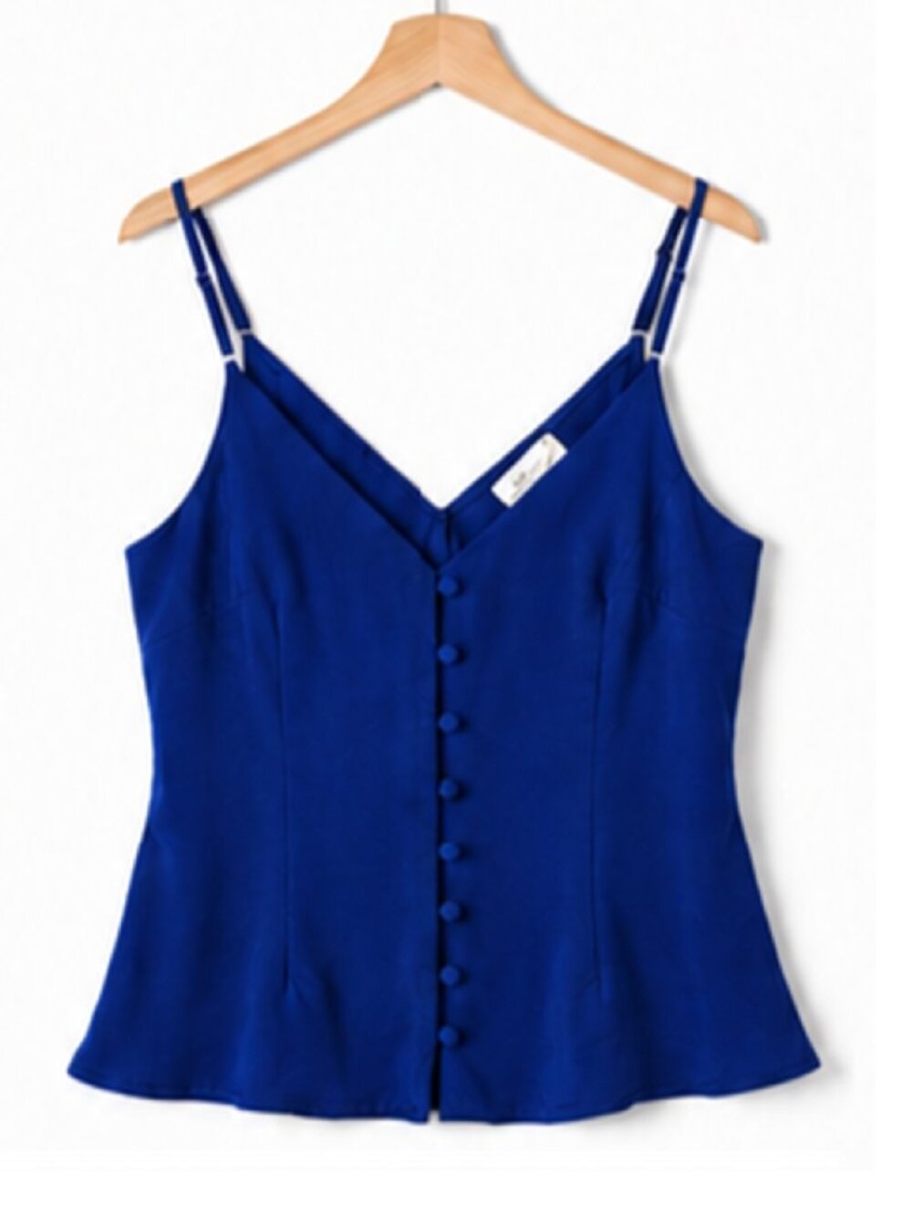 Apricot Blue Satin Button Cami Top Blouse Sleeveless • US 4 / UK 8 • NWT - Picture 10 of 13